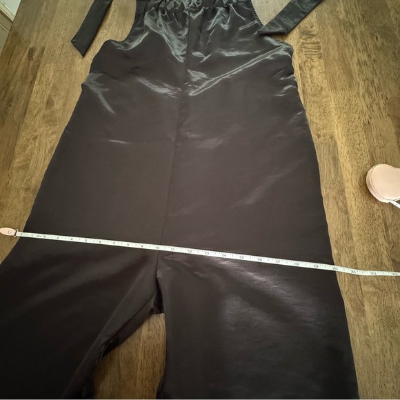 SILENCE & NOISE BLACK SATIN URBAN OUTFITTERS MARGO OVERALLS SIZE SMALL - Picture 14 of 16